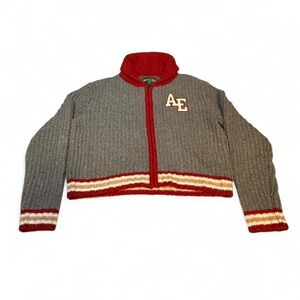Vintage American Eagle Varsity Style full zip up sweater multicolor design